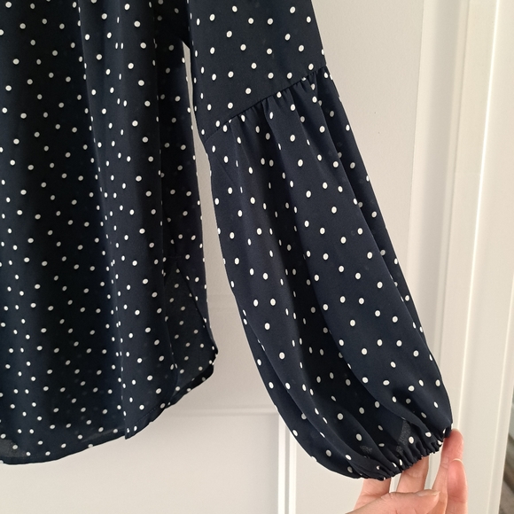 Loft Flowy Navy Polka Dot Top - Picture 4 of 5